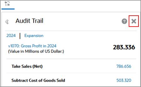 Audit Trail Dialog with Close Highlighted